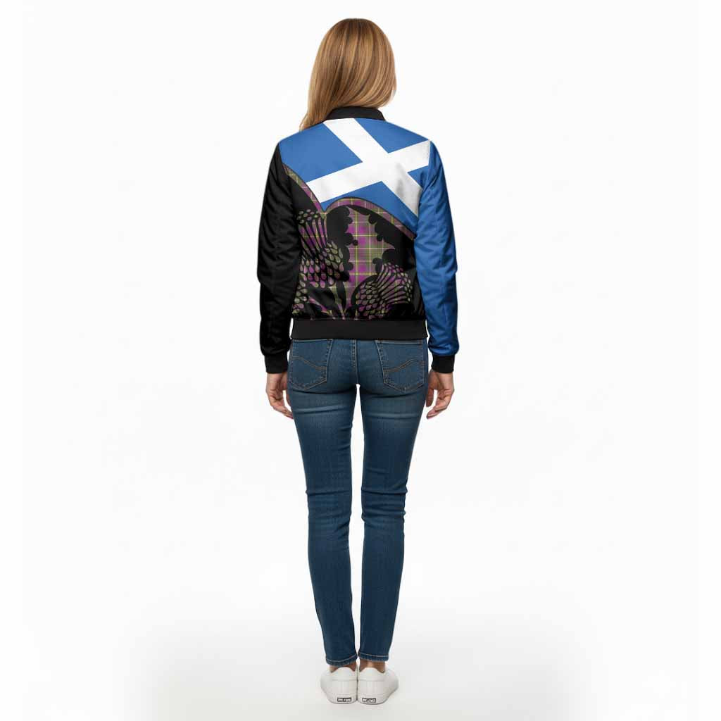 Taylor (Tailyour) Tartan Family Crest Bomber Jacket Scotland Thistle Floral Flag Style