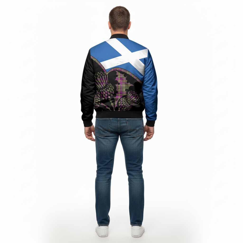 Taylor (Tailyour) Tartan Family Crest Bomber Jacket Scotland Thistle Floral Flag Style