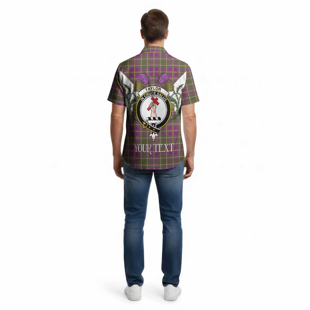 Taylor (Tailyour) Tartan Family Crest Cotton Hawaiian Shirt Scottish Burns Night Thistle Floral