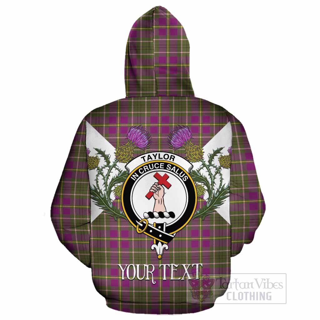 Taylor (Tailyour) Tartan Family Crest Cotton Hoodie Scottish Burns Night Thistle Floral