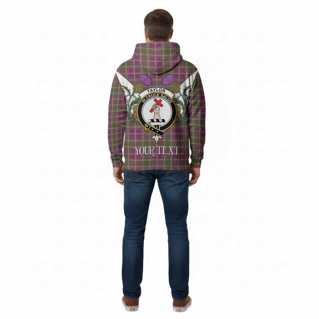 Taylor (Tailyour) Tartan Family Crest Cotton Hoodie Scottish Burns Night Thistle Floral