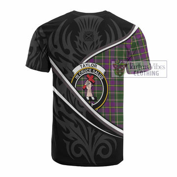 Taylor (Tailyour) Tartan Family Crest Cotton T-shirt Celtic Scottish Thistle Floral