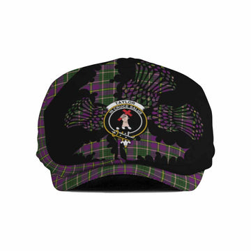 Taylor (Tailyour) Tartan Family Crest Flat Cap, Jeff Cap Scotland Thistle Floral