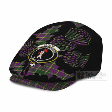 Taylor (Tailyour) Tartan Family Crest Flat Cap, Jeff Cap Scotland Thistle Floral