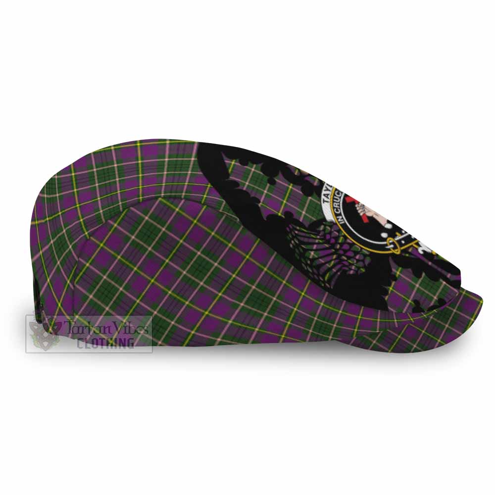 Taylor (Tailyour) Tartan Family Crest Flat Cap, Jeff Cap Scotland Thistle Floral