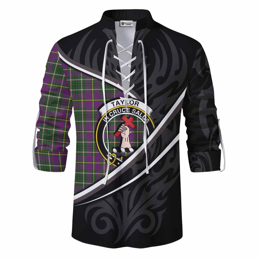 Taylor (Tailyour) Tartan Family Crest Ghillie Kilt Shirt Celtic Scottish Thistle Floral - Tartan Vibes Clothing