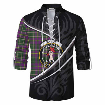 Taylor (Tailyour) Tartan Family Crest Ghillie Kilt Shirt Celtic Scottish Thistle Floral
