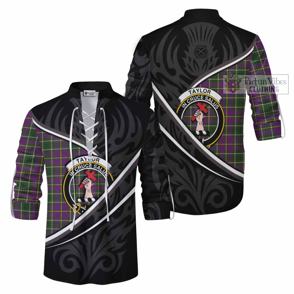 Taylor (Tailyour) Tartan Family Crest Ghillie Kilt Shirt Celtic Scottish Thistle Floral - Tartan Vibes Clothing