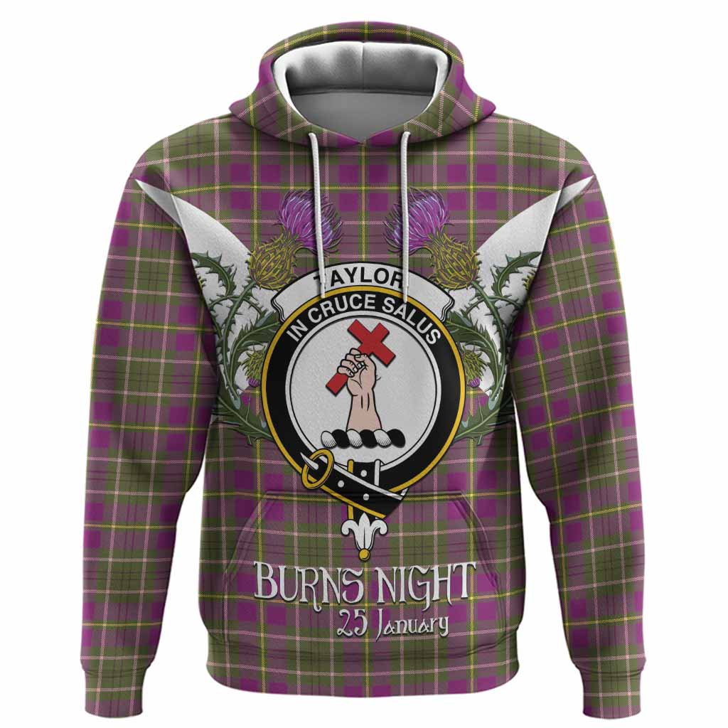 Taylor (Tailyour) Tartan Family Crest Hoodie Scottish Burns Night Thistle Floral