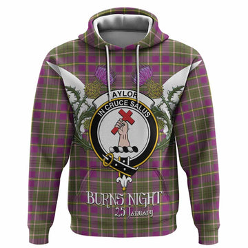 Taylor (Tailyour) Tartan Family Crest Hoodie Scottish Burns Night Thistle Floral