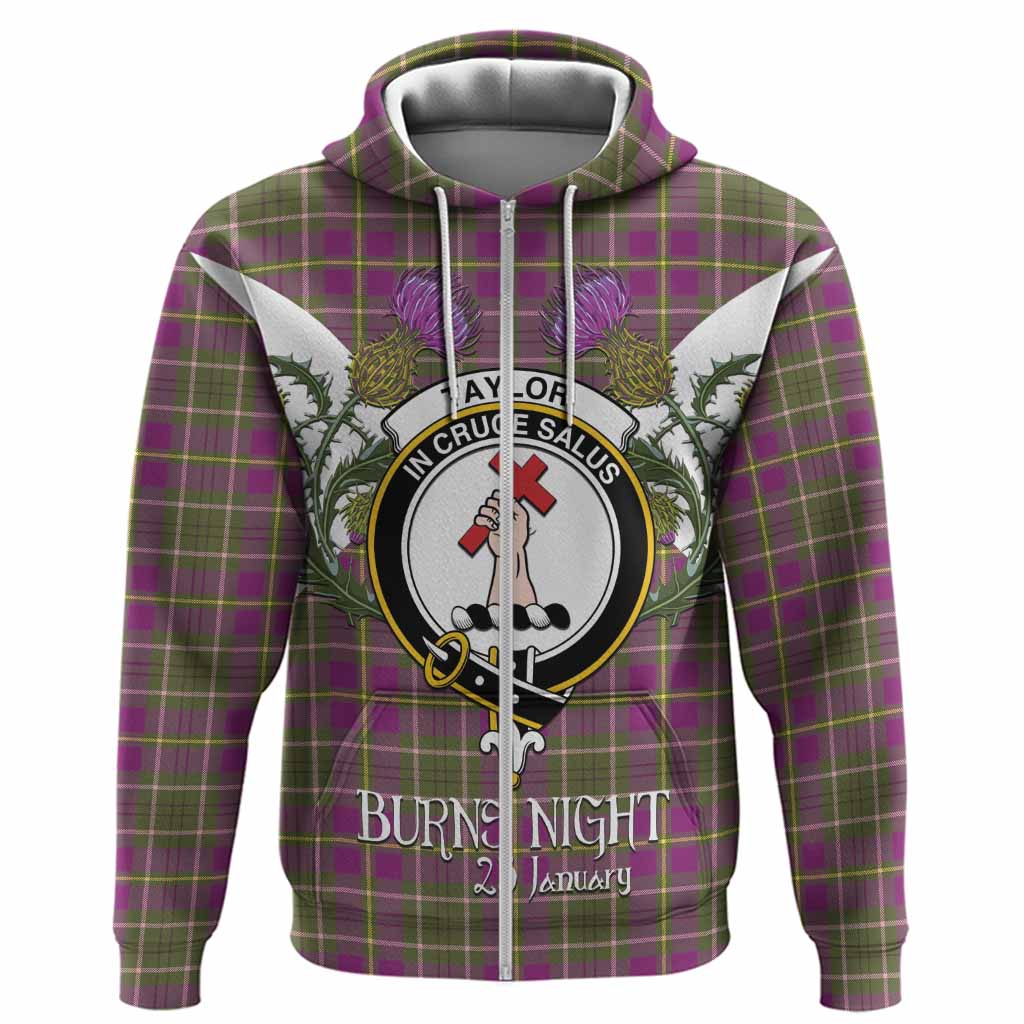 Taylor (Tailyour) Tartan Family Crest Hoodie Scottish Burns Night Thistle Floral