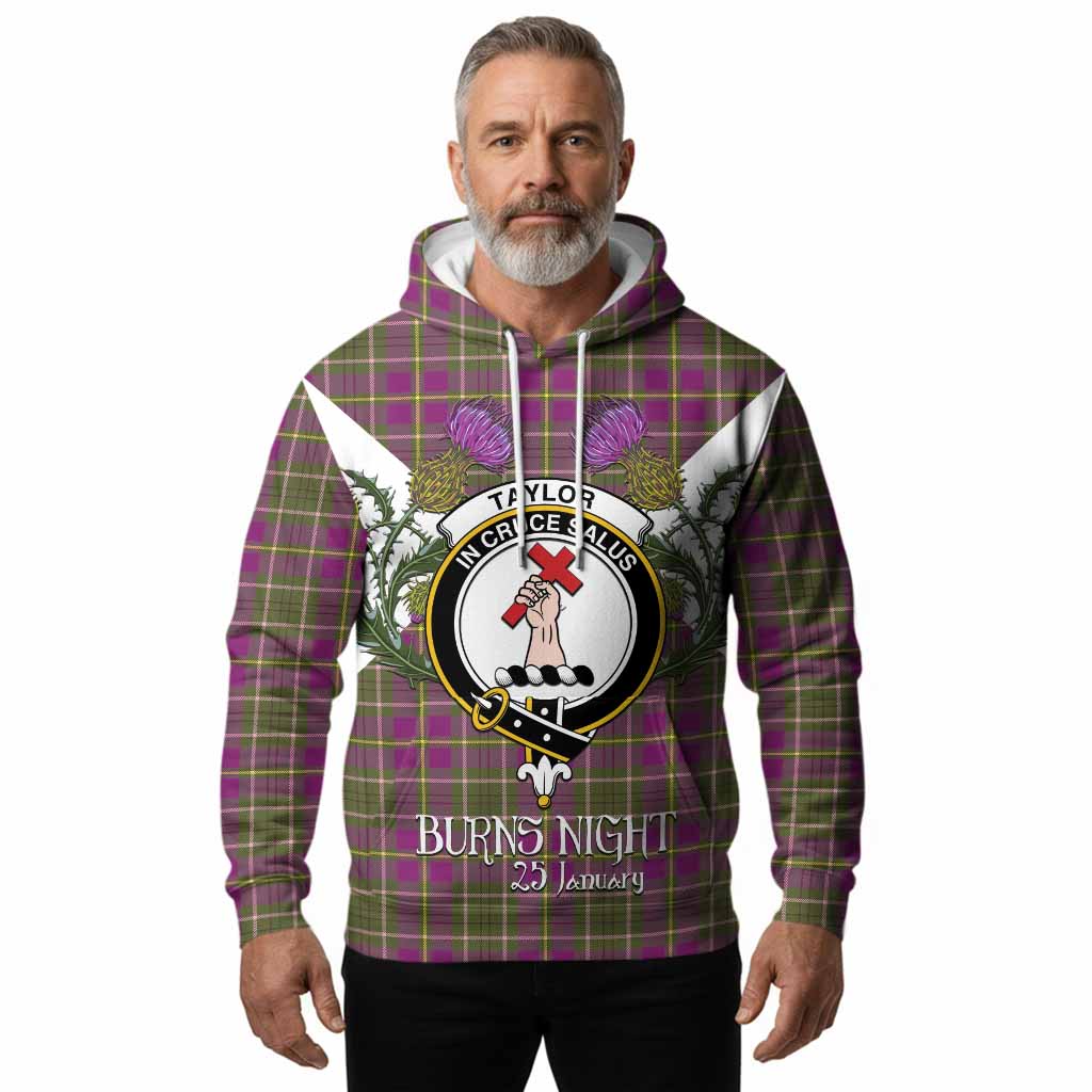 Taylor (Tailyour) Tartan Family Crest Hoodie Scottish Burns Night Thistle Floral