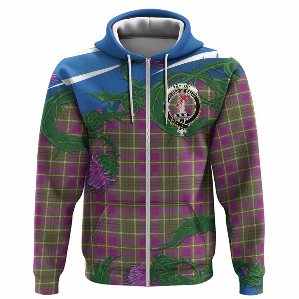 Taylor (Tailyour) Tartan Family Crest Hoodie Thistle in Minimalism
