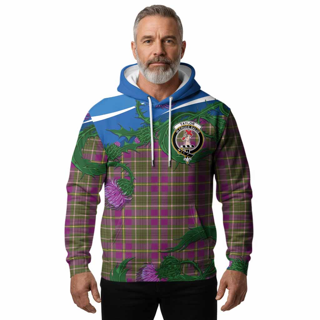 Taylor (Tailyour) Tartan Family Crest Hoodie Thistle in Minimalism
