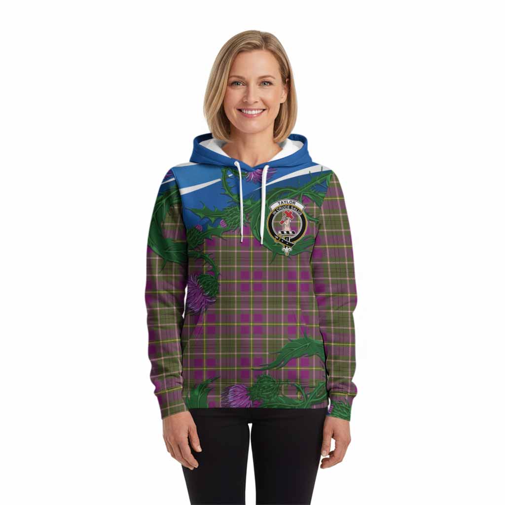 Taylor (Tailyour) Tartan Family Crest Hoodie Thistle in Minimalism