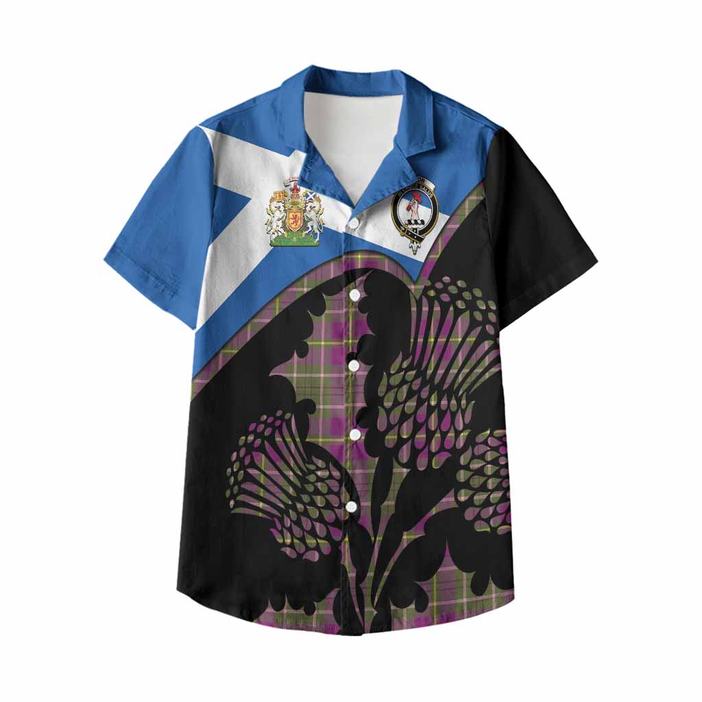 Taylor (Tailyour) Tartan Family Crest Kid Hawaiian Shirt Scotland Thistle Floral Flag Style