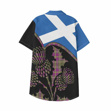 Taylor (Tailyour) Tartan Family Crest Kid Hawaiian Shirt Scotland Thistle Floral Flag Style