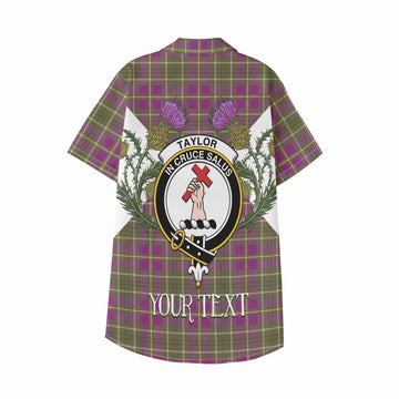 Taylor (Tailyour) Tartan Family Crest Kid Hawaiian Shirt Scottish Burns Night Thistle Floral
