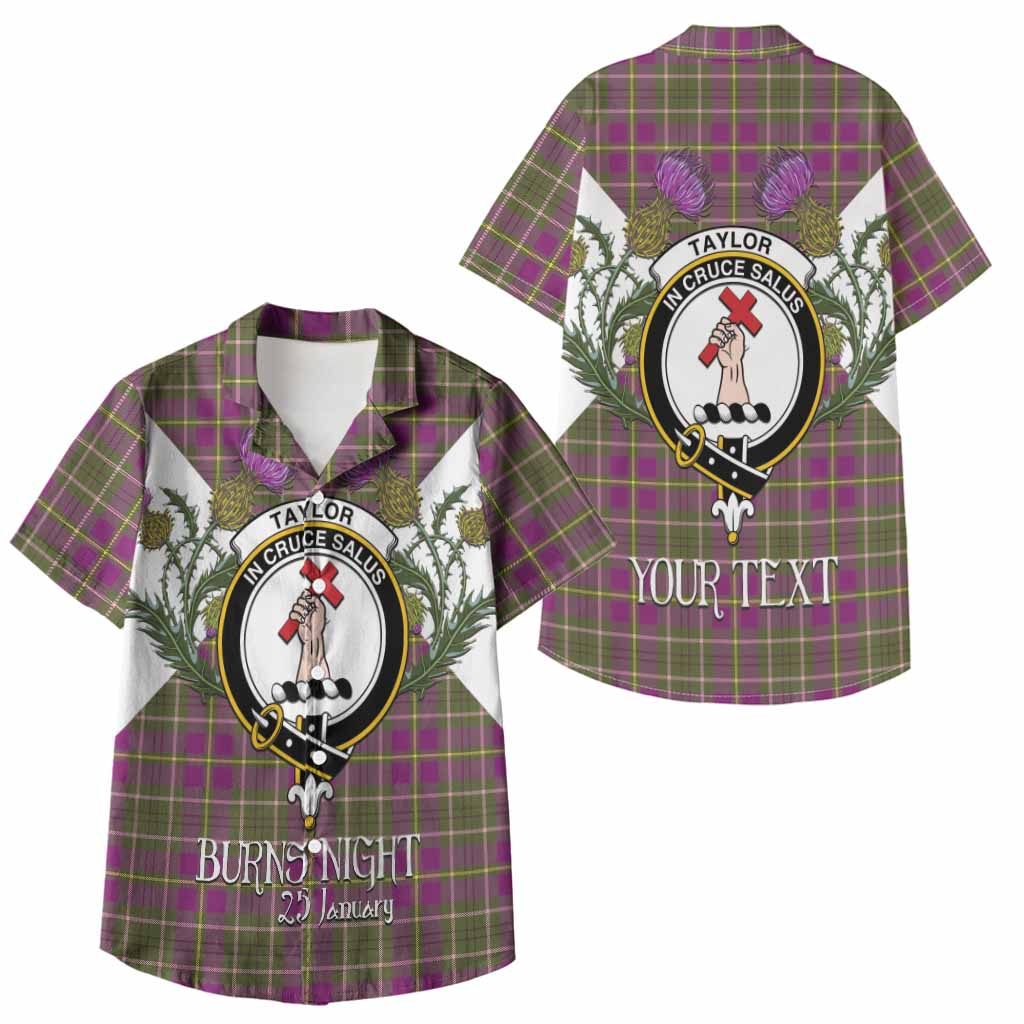 Taylor (Tailyour) Tartan Family Crest Kid Hawaiian Shirt Scottish Burns Night Thistle Floral