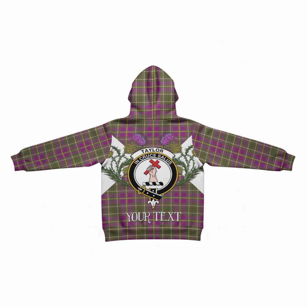 Taylor (Tailyour) Tartan Family Crest Kid Hoodie Scottish Burns Night Thistle Floral