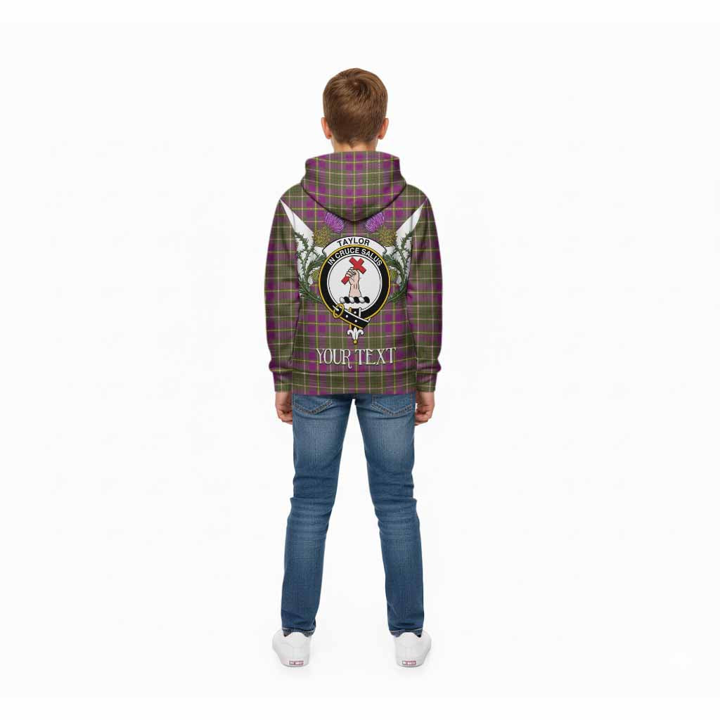 Taylor (Tailyour) Tartan Family Crest Kid Hoodie Scottish Burns Night Thistle Floral