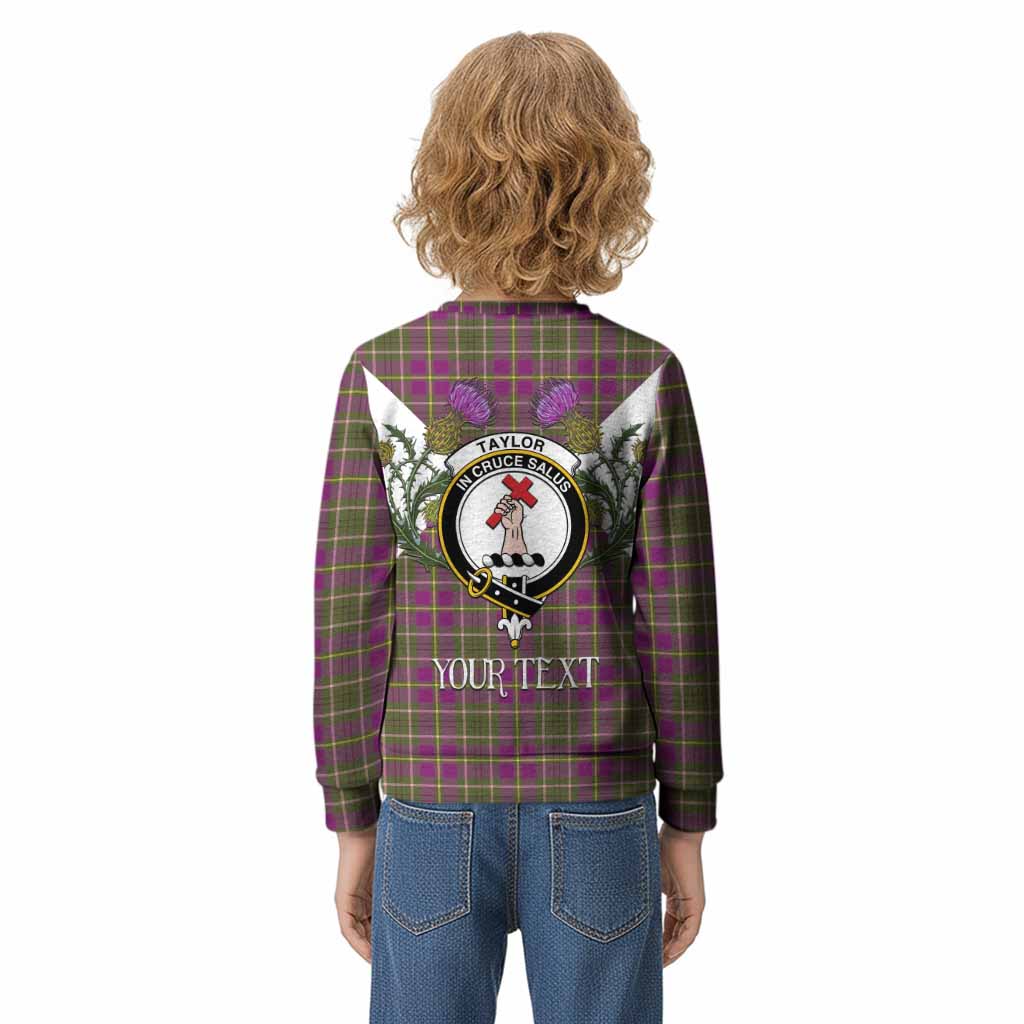 Taylor (Tailyour) Tartan Family Crest Kid Knitted Sweatshirt Scottish Burns Night Thistle Floral