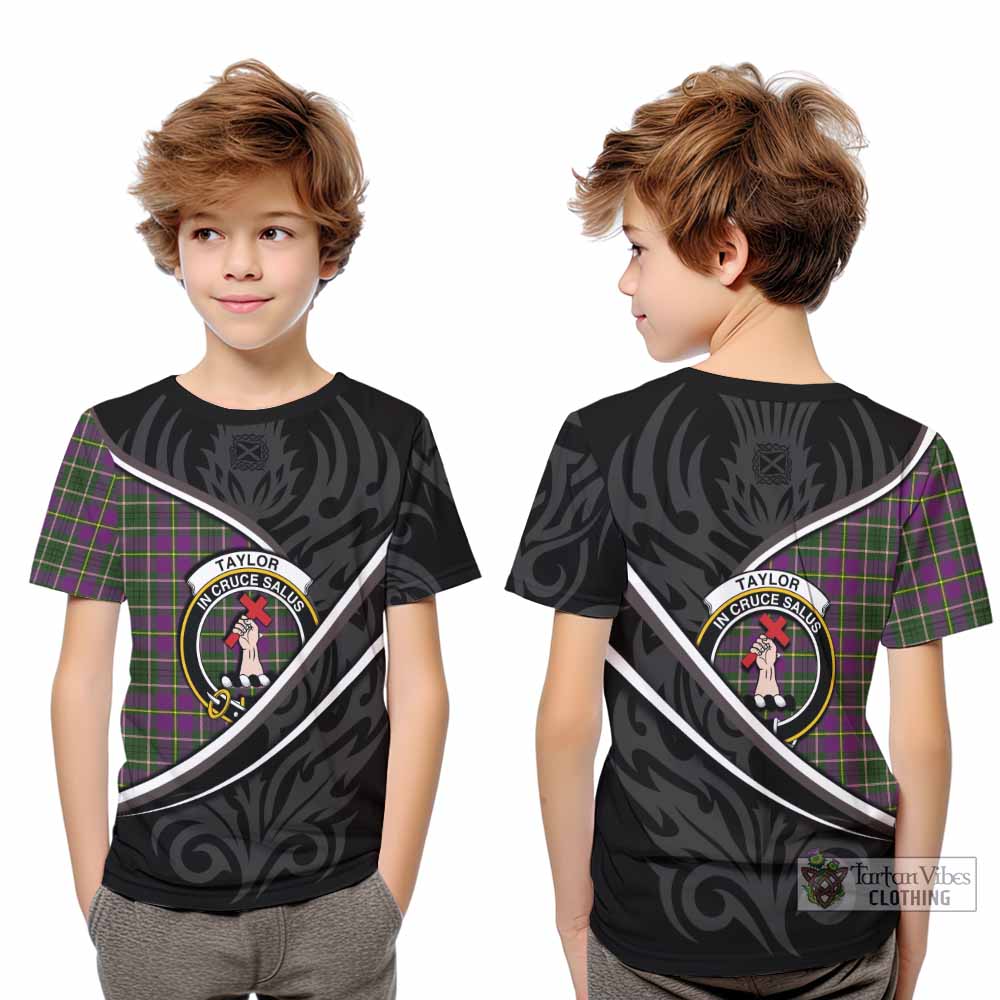 Taylor (Tailyour) Tartan Family Crest Kid T-shirt Celtic Scottish Thistle Floral - Tartan Vibes Clothing