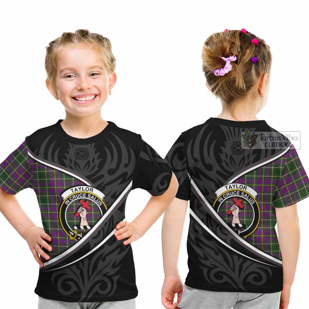 Taylor (Tailyour) Tartan Family Crest Kid T-shirt Celtic Scottish Thistle Floral - Tartan Vibes Clothing