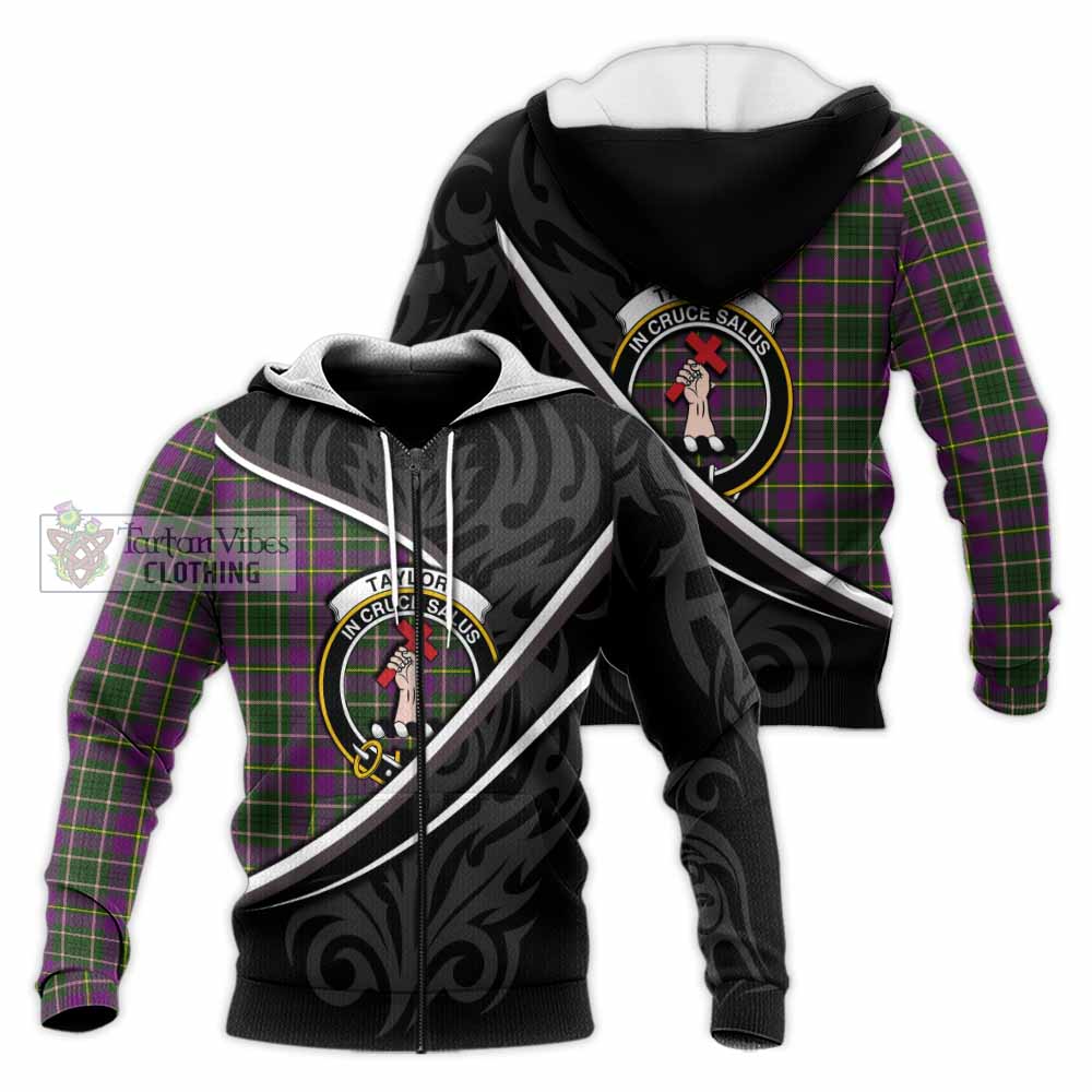 Taylor (Tailyour) Tartan Family Crest Knitted Hoodie Celtic Scottish Thistle Floral - Tartan Vibes Clothing
