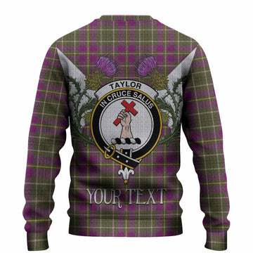 Taylor (Tailyour) Tartan Family Crest Knitted Sweater Scottish Burns Night Thistle Floral