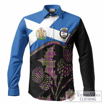 Taylor (Tailyour) Tartan Family Crest Long Sleeve Button Shirts Scotland Thistle Floral Flag Style