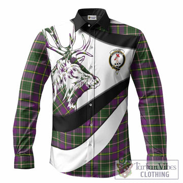 Taylor (Tailyour) Tartan Family Crest Long Sleeve Button Shirts Scottish Red Deer Curves Style