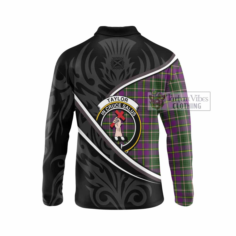 Taylor (Tailyour) Tartan Family Crest Long Sleeve Polo Shirt Celtic Scottish Thistle Floral - Tartan Vibes Clothing