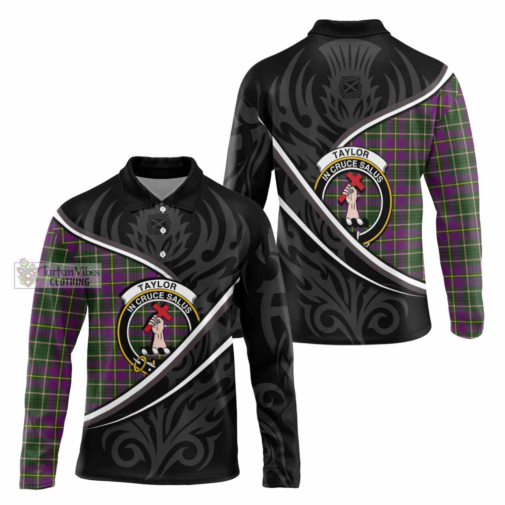 Taylor (Tailyour) Tartan Family Crest Long Sleeve Polo Shirt Celtic Scottish Thistle Floral - Tartan Vibes Clothing