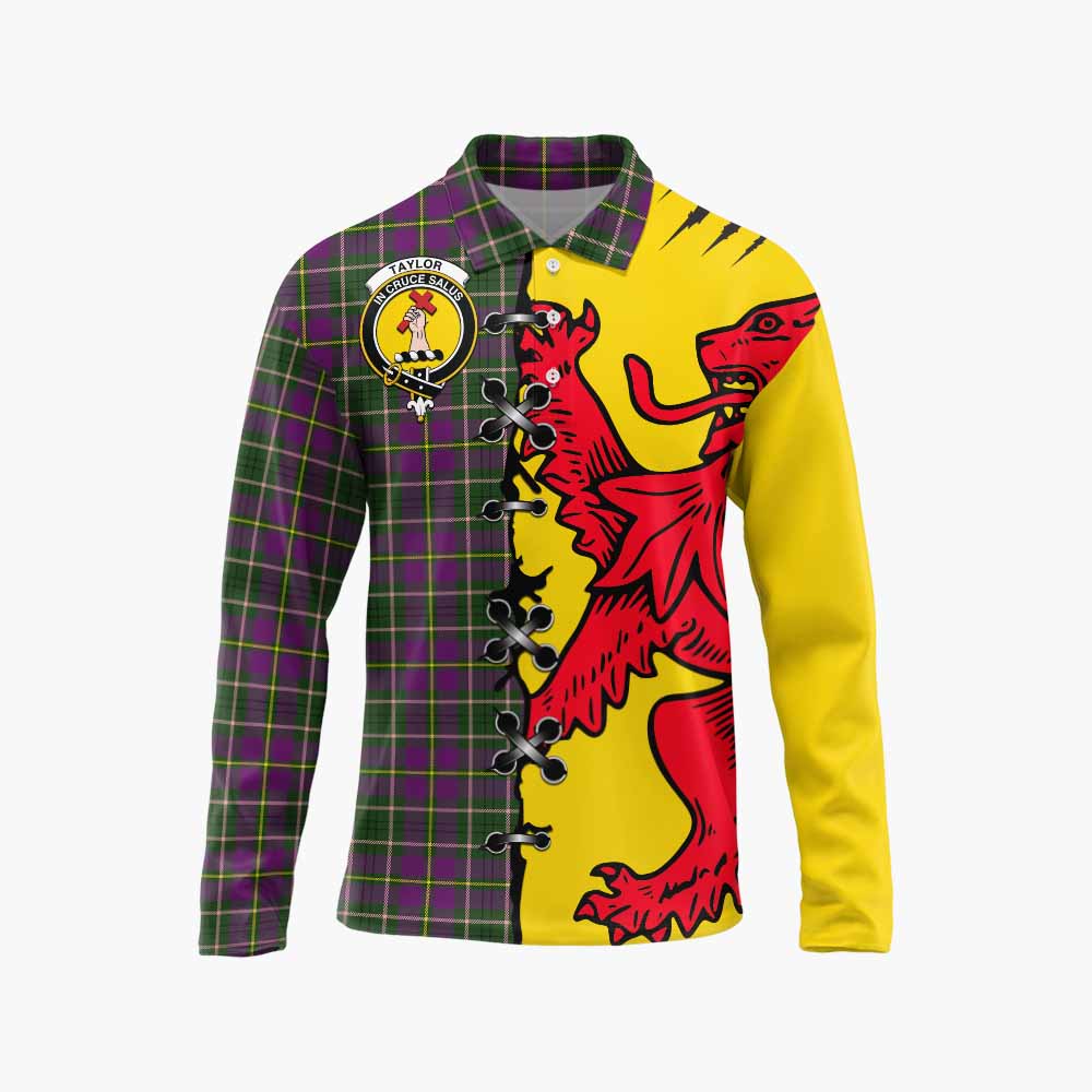 Taylor (Tailyour) Tartan Family Crest Long Sleeve Polo Shirt Lion Rampant Honor - Tartan Vibes Clothing