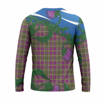 Taylor (Tailyour) Tartan Family Crest Long Sleeve T-Shirt Thistle in Minimalism