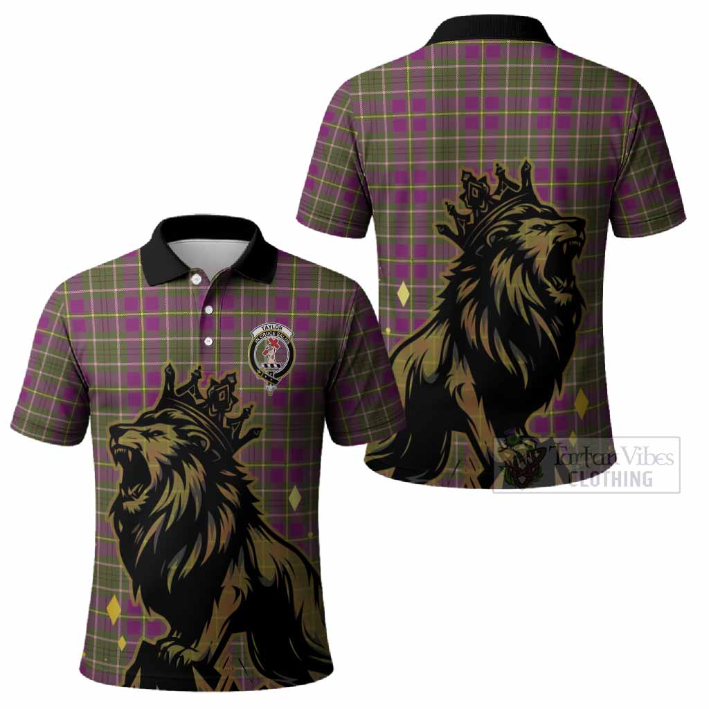Taylor (Tailyour) Tartan Family Crest Polo Shirt Crowned Lion Roaring