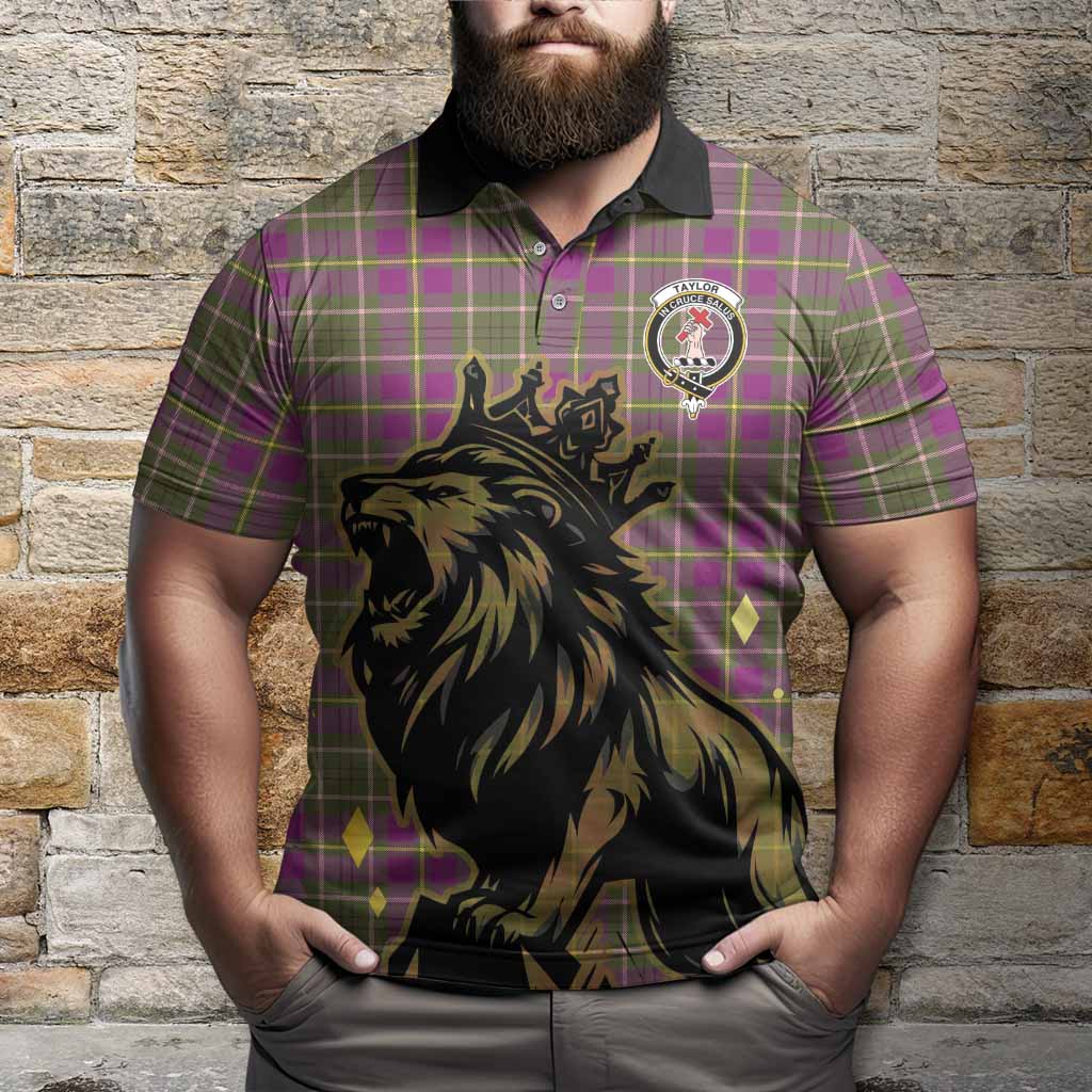 Taylor (Tailyour) Tartan Family Crest Polo Shirt Crowned Lion Roaring