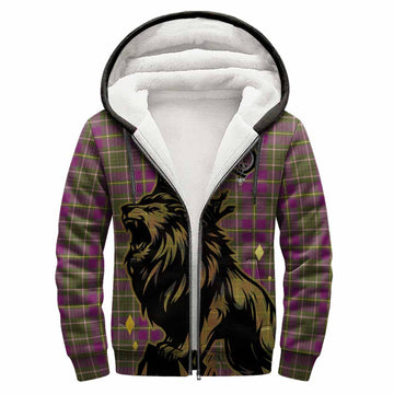 Taylor (Tailyour) Tartan Family Crest Sherpa Hoodie Crowned Lion Roaring