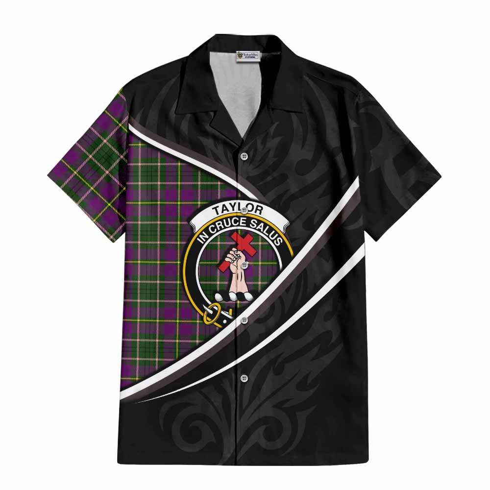 Taylor (Tailyour) Tartan Family Crest Short Sleeve Button Shirt Celtic Scottish Thistle Floral - Tartan Vibes Clothing