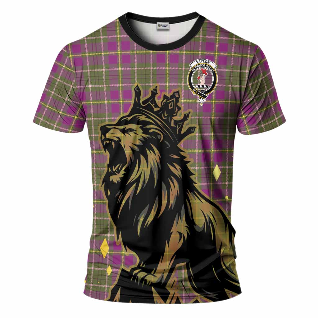 Taylor (Tailyour) Tartan Family Crest T-Shirt Crowned Lion Roaring