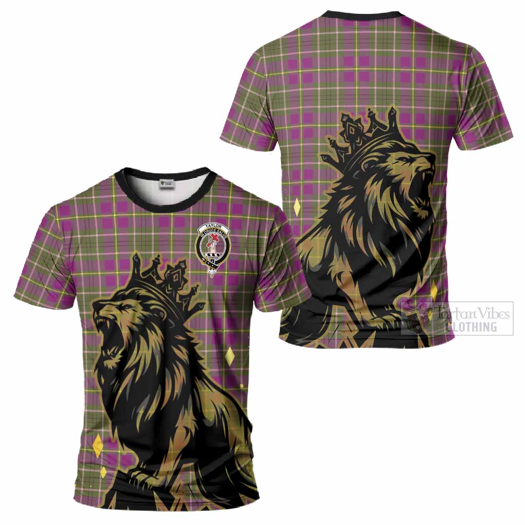 Taylor (Tailyour) Tartan Family Crest T-Shirt Crowned Lion Roaring