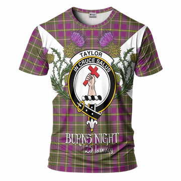 Taylor (Tailyour) Tartan Family Crest T-Shirt Scottish Burns Night Thistle Floral