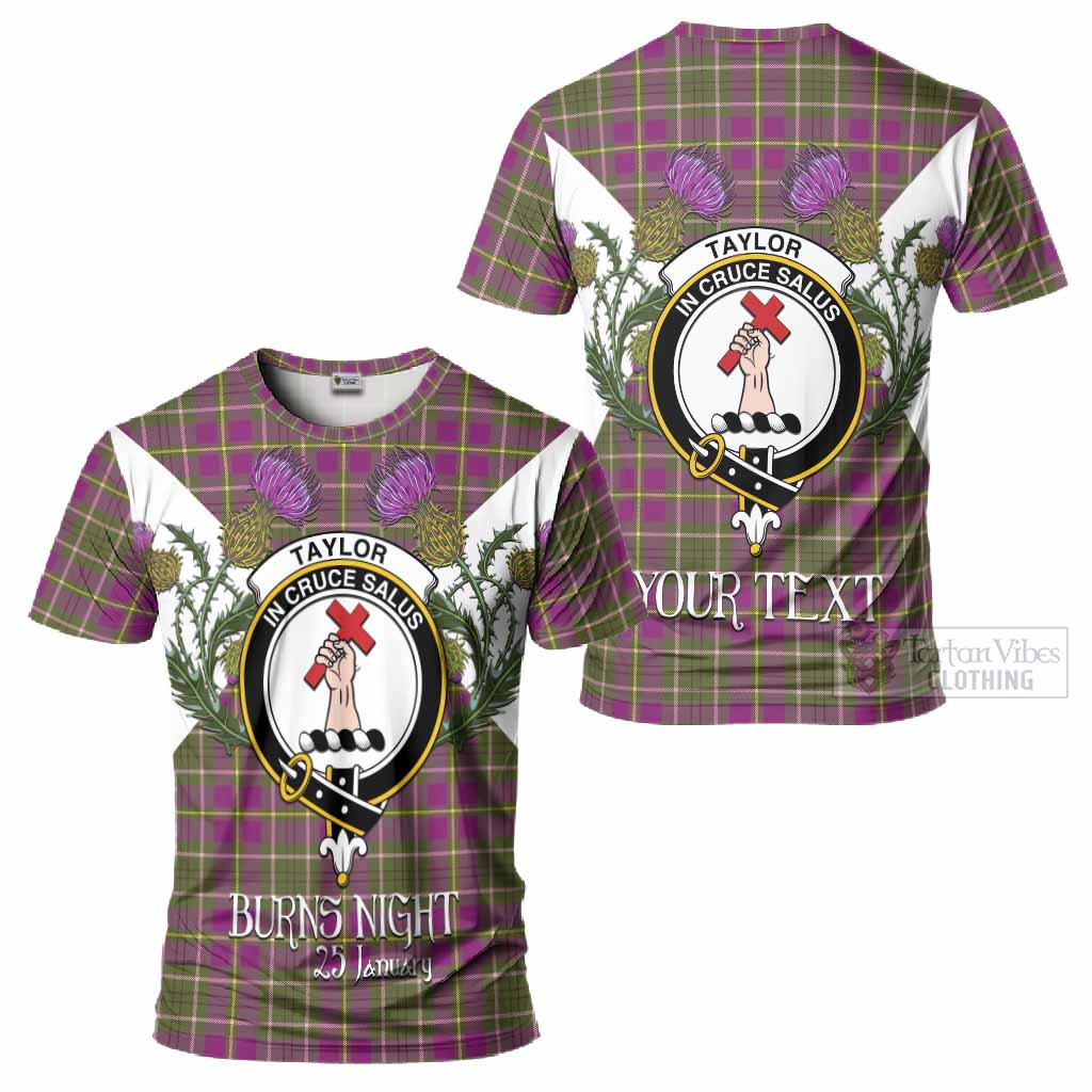 Taylor (Tailyour) Tartan Family Crest T-Shirt Scottish Burns Night Thistle Floral