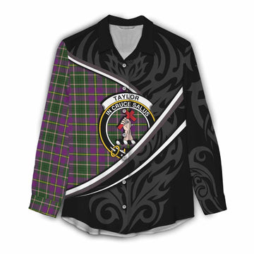 Taylor (Tailyour) Tartan Family Crest Women Casual Shirt Celtic Scottish Thistle Floral - Tartan Vibes Clothing