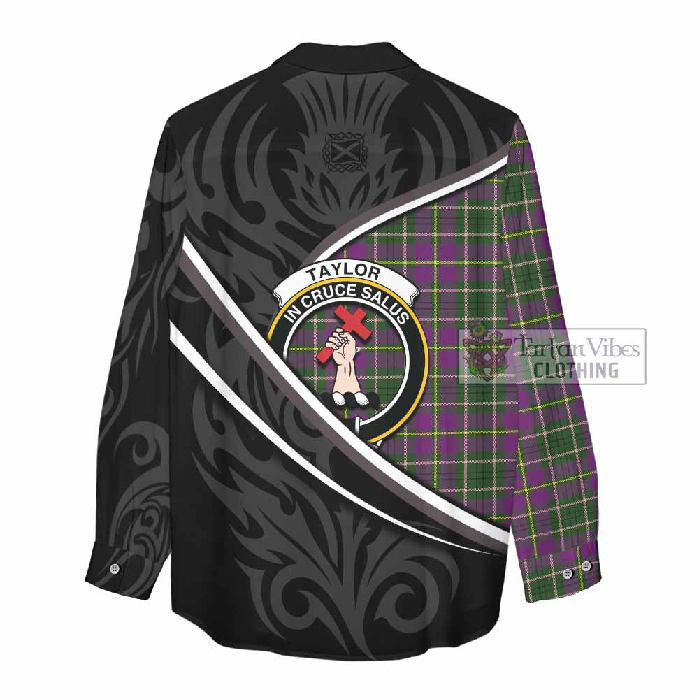Taylor (Tailyour) Tartan Family Crest Women Casual Shirt Celtic Scottish Thistle Floral - Tartan Vibes Clothing