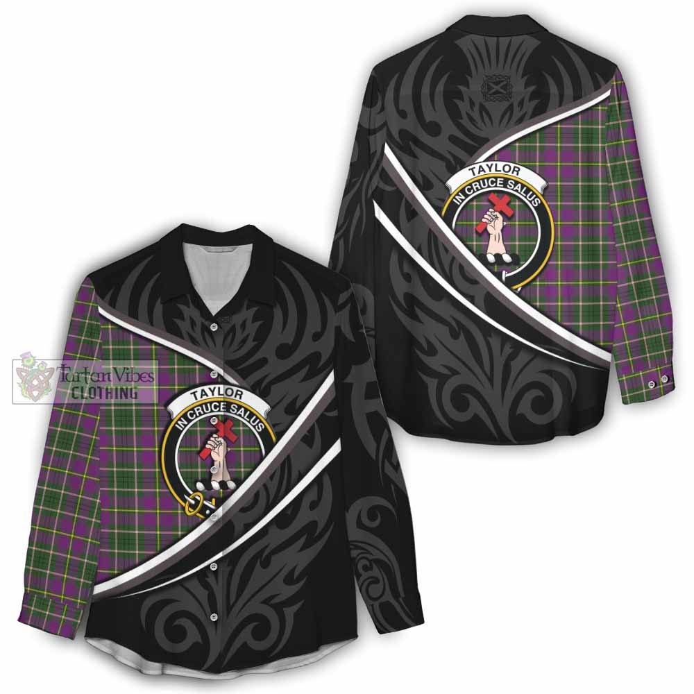 Taylor (Tailyour) Tartan Family Crest Women Casual Shirt Celtic Scottish Thistle Floral - Tartan Vibes Clothing
