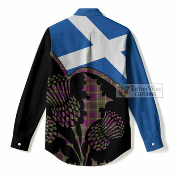 Taylor (Tailyour) Tartan Family Crest Women Casual Shirt Scotland Thistle Floral Flag Style