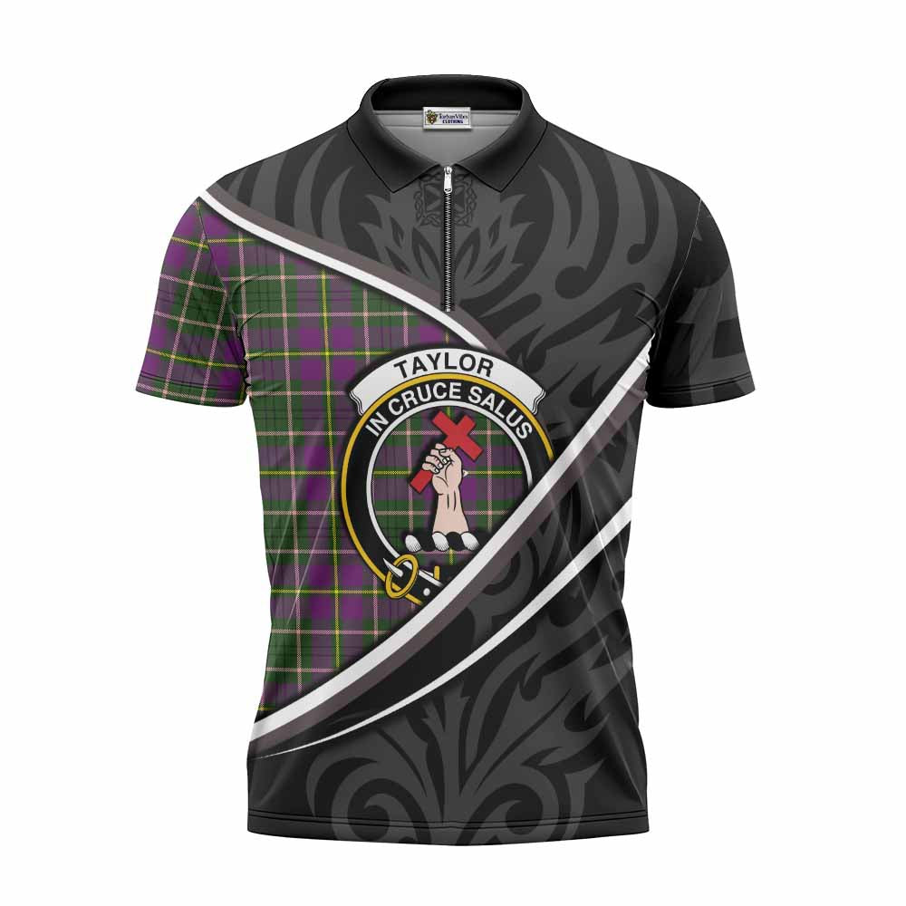 Taylor (Tailyour) Tartan Family Crest Zipper Polo Shirt Celtic Scottish Thistle Floral - Tartan Vibes Clothing