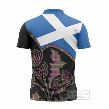 Taylor (Tailyour) Tartan Family Crest Zipper Polo Shirt Scotland Thistle Floral Flag Style